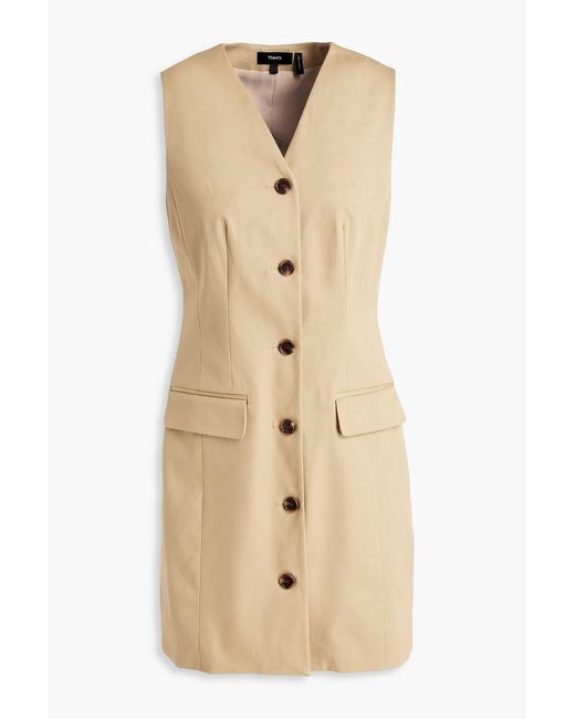 Theory Natural Cotton-Blend Twill Mini Dress