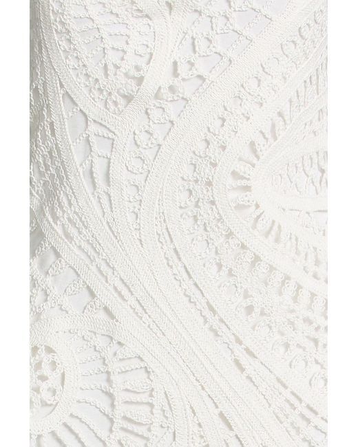Maje White One-Shoulder Crocheted Cotton Midi Dress
