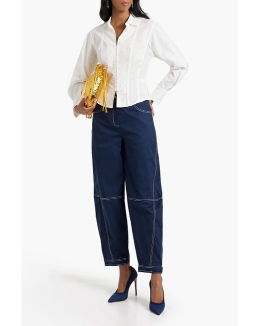 Jonathan Simkhai Blue Kairi Cotton-blend Canvas Tapered Pants
