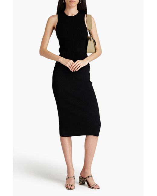 Autumn Cashmere Black Cutout Ribbed-knit Top