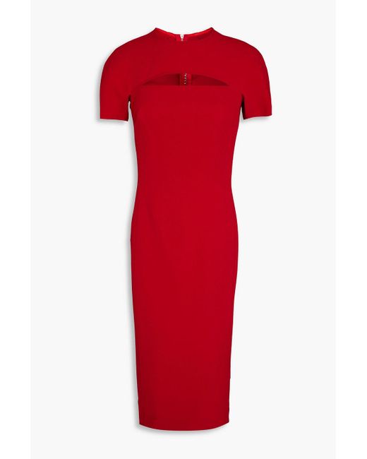 Victoria Beckham Red Cutout Crepe Midi Dress
