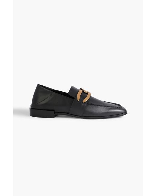 FRAME Black Le Miramar Chain-embellished Leather Collapsible-heel Loafers