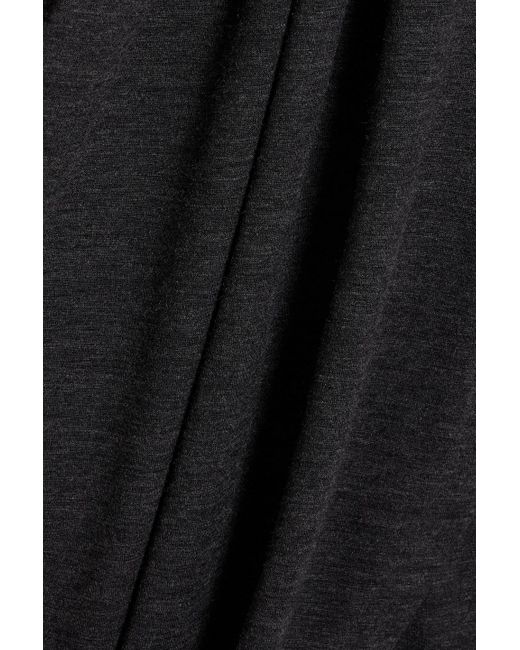 Brunello Cucinelli Black Wrap-effect Bead-embellished Wool-blend Jersey Dress
