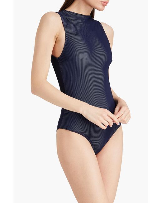 Onia Blue Phoebe Cutout Ribbed Swimsuit