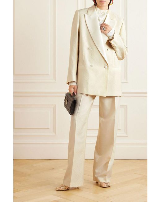 Etro Natural Double-breasted Cotton And Wool-blend Jacquard Blazer