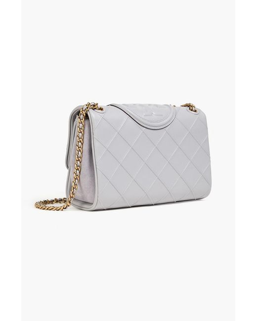 Tory Burch Gray Fleming Quilted Leather Shoulder Bag