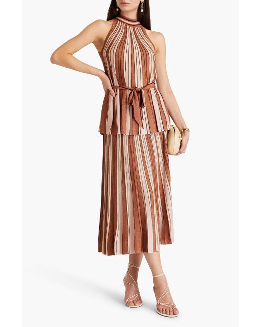 Zimmermann Orange Striped Metallic Knitted Top