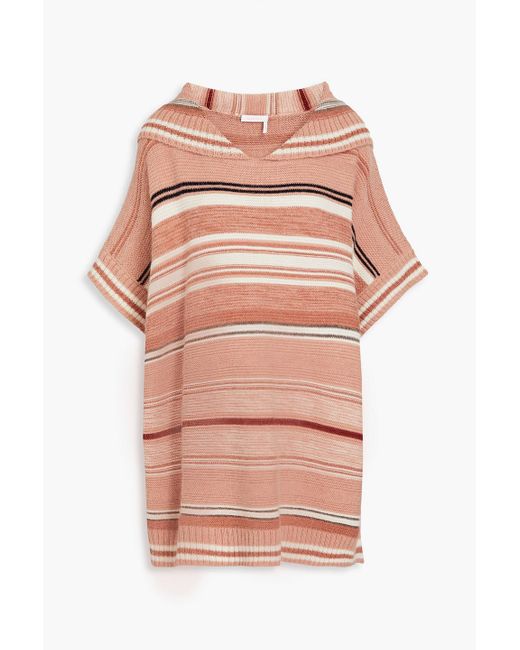 See By Chloé Pink Oversized Striped Alpaca-blend Sweater