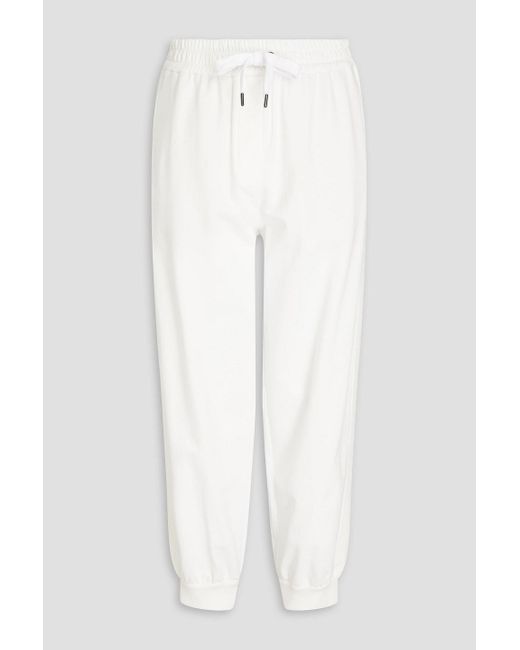 Brunello Cucinelli White Sequin-embellished French Cotton-blend Terry Track Pants