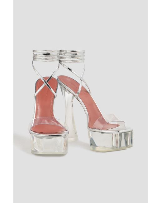 AMINA MUADDI White Plateausandalen "sita" aus metallic-leder und pvc