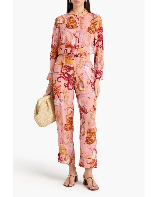 Farm Rio Pink Printed Crepe De Chine Shirt