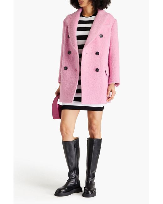 Stand Studio Pink Double-breasted Wool-blend Coat