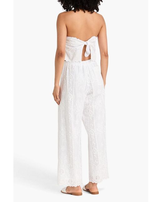 Wales Bonner White Willow Cotton-Lace Wide-Leg Pants
