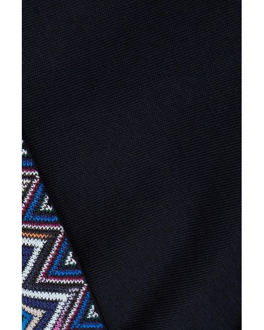 Missoni Blue Crochet Knit-trimmed Cotton-jersey T-shirt for men