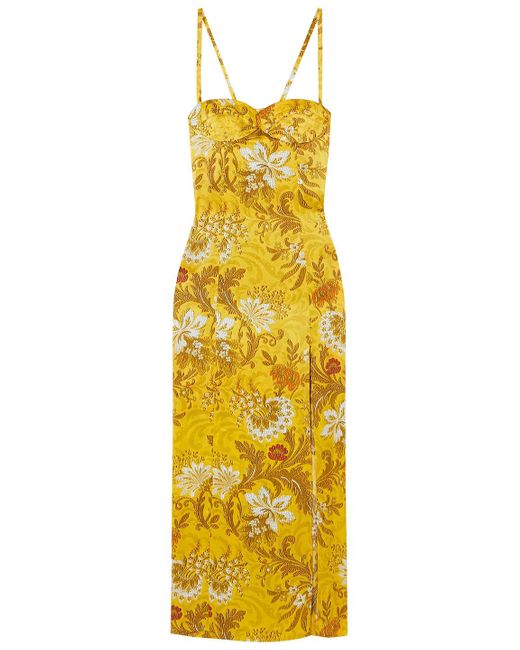 Dries Van Noten Yellow Floral Silk-jacquard Maxi Dress