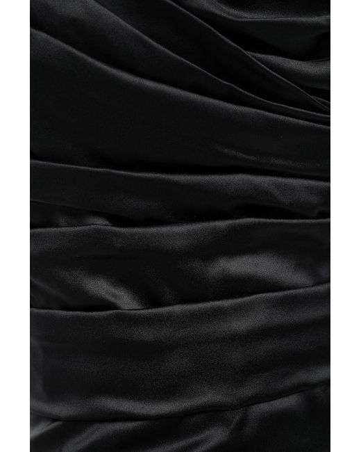 Dolce & Gabbana Black Ruched Stretch-silk Satin Midi Dress