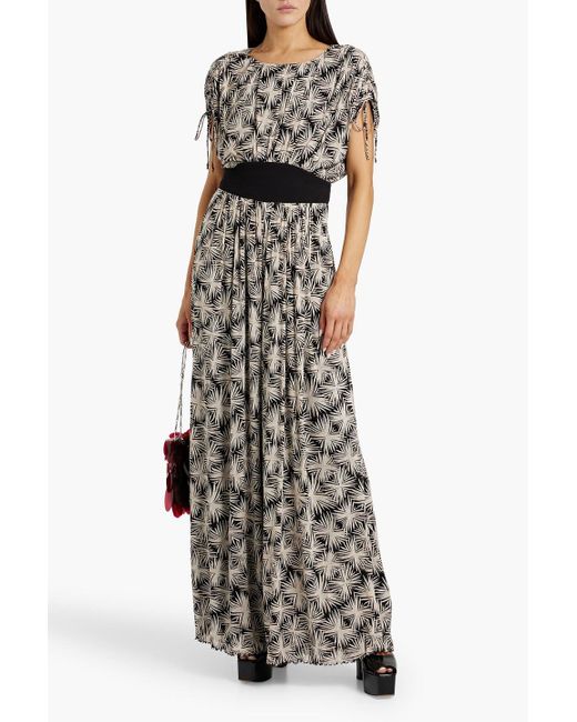 Diane von Furstenberg White Andra Printed Stretch-Mesh Wide-Leg Jumpsuit