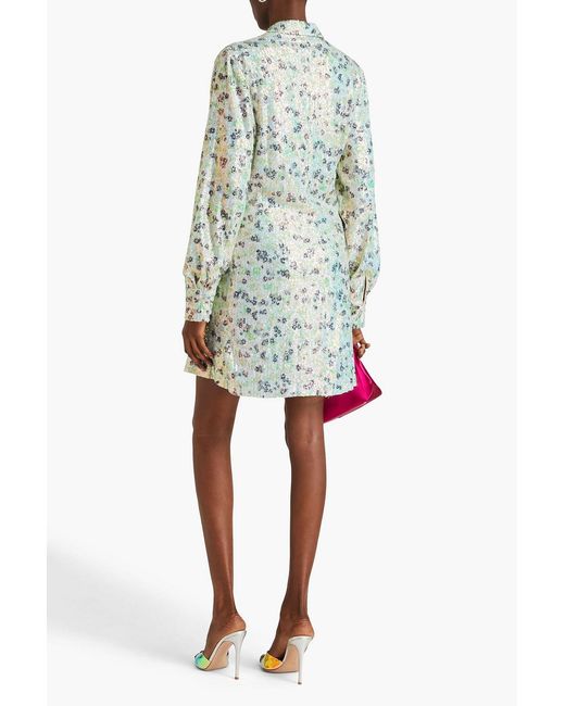 Stine Goya Blue Cille Sequined Printed Jersey Mini Dress