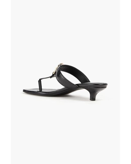 Totême  Black Buckled Croc-effect Leather Mules