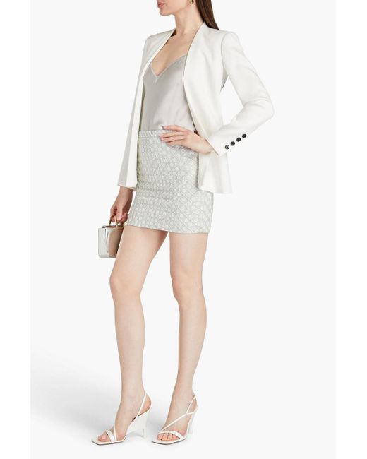 Andrew Gn White Embellished Linen-blend Mini Skirt