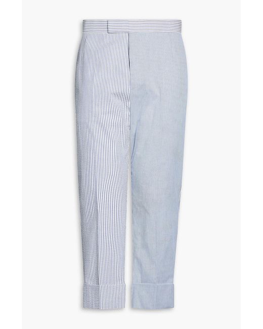 Thom Browne White Striped Cotton Pants for men