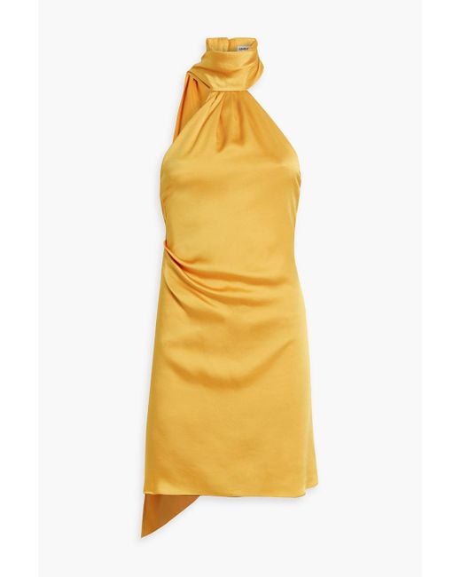 Jonathan Simkhai Yellow Jade Draped Satin-crepe Halterneck Midi Dress