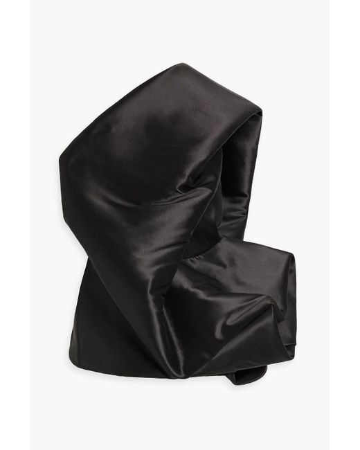 Rick Owens Black Drapiertes oberteil aus seidentaft mit asymmetrischer schulterpartie