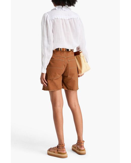 Isabel Marant Brown Nadia Frayed Denim Shorts