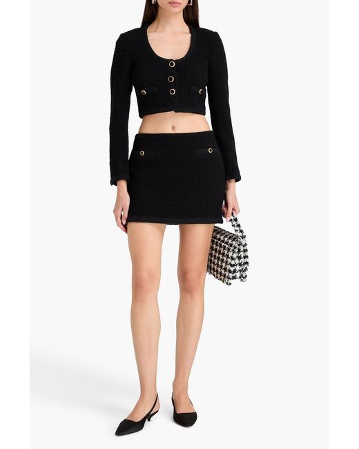 Alessandra Rich Black Wool-Blend Tweed Mini Skirt