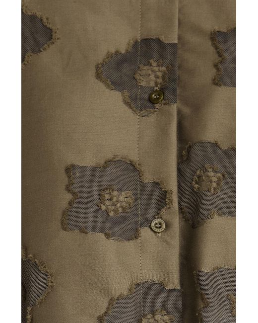 CECILIE BAHNSEN Green Vinh Cropped Cotton-Jacquard Shirt