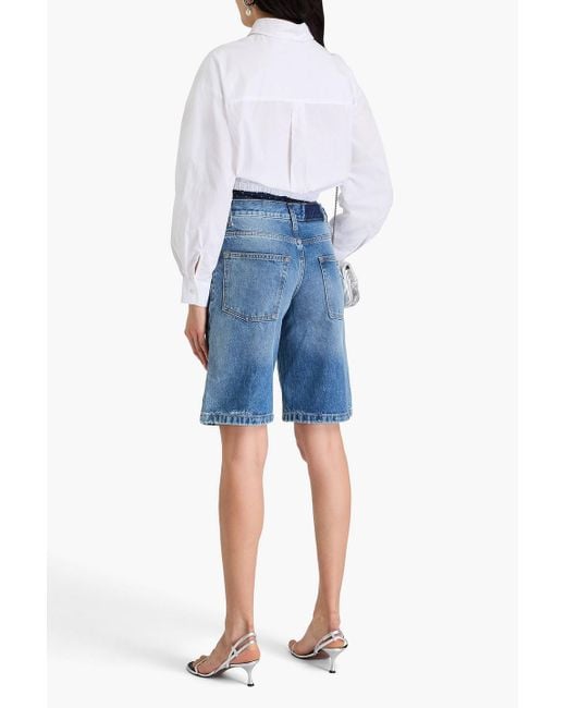 Sandro Blue Mehrlagige jeansshorts mit kristallverzierung