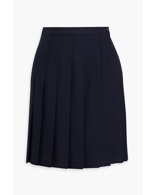 Sunspel Pleated Grain De Poudre Wool Mini Skirt in Blue | Lyst