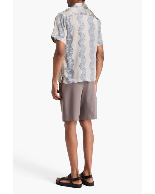 Frescobol Carioca White Roberto Printed Silk-Satin Shirt for men