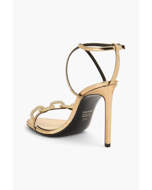 Tom Ford Metallic Crystal-Embellished Leather Sandals