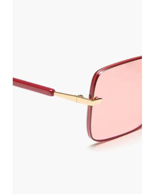 Zimmermann Pink Square-Frame Metal Sunglasses