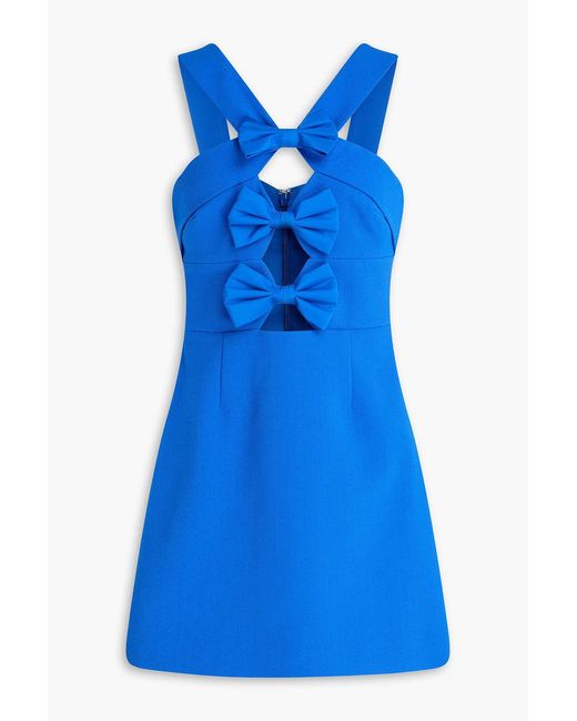 Rebecca Vallance Blue Antonella Cutout Bow-Detailed Crepe Mini Dress