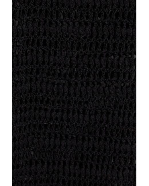 LeKasha Black Shali Crocheted Linen Maxi Dress