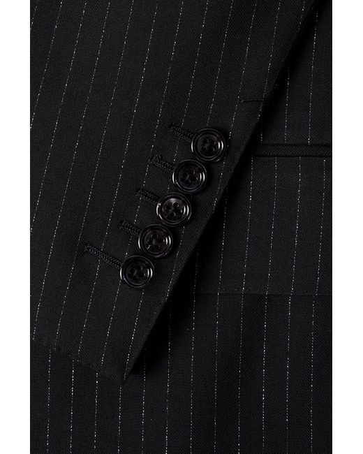 Tom Ford Black Dyylan Slim-Fit Pinstriped Metallic Wool-Blend Twill Suit Jacket for men
