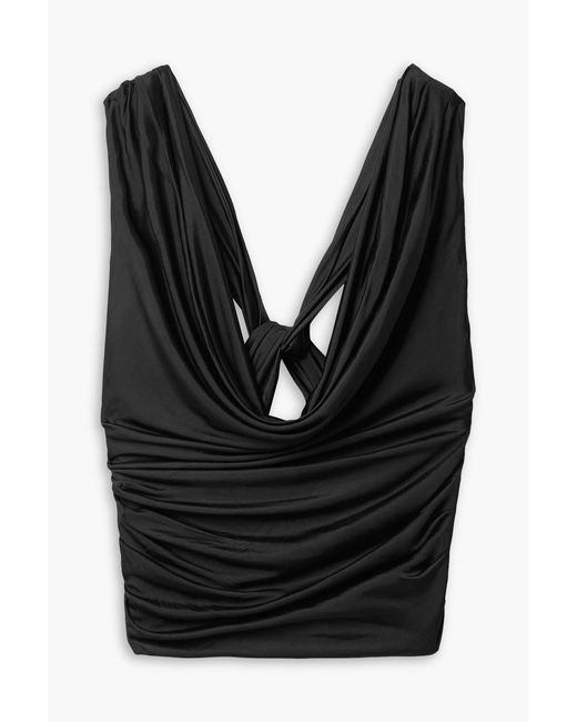 GAUGE81 Black Juara Cropped Open-back Jersey Top