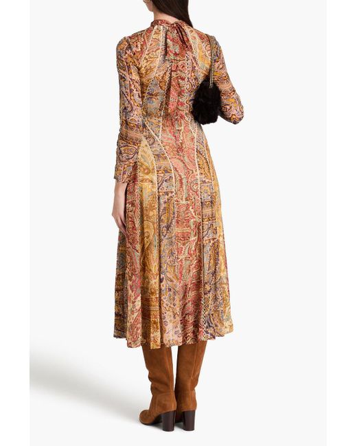 Zimmermann Natural Belted Floral-print Georgette Midi Dress