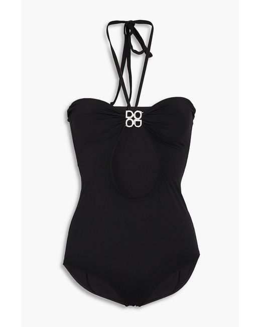 Dodo Bar Or Black Whitney Crystal-embellished Halterneck Swimsuit