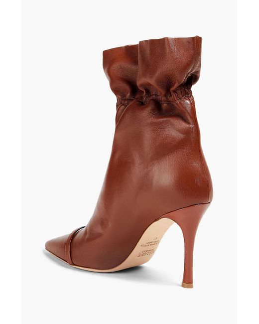 Malone Souliers Brown Fallon Gathered Leather Ankle Boots