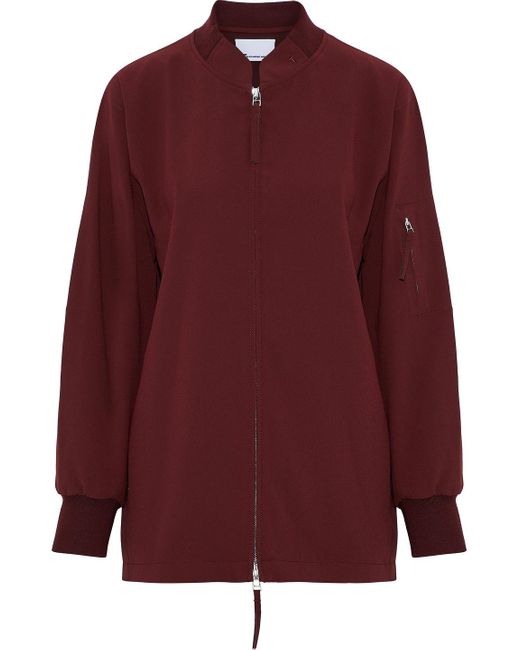 T By Alexander Wang Red Crepe Bomber Jacket