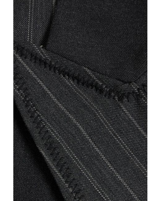 Jonathan Simkhai Black Clare Cropped Pinstriped Wool-blend Twill Blazer