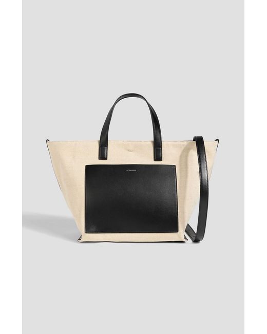 Jil Sander Black Leather-Trimmed Canvas Tote
