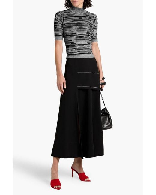 Autumn Cashmere Black Jacquard-Knit Turtleneck Top