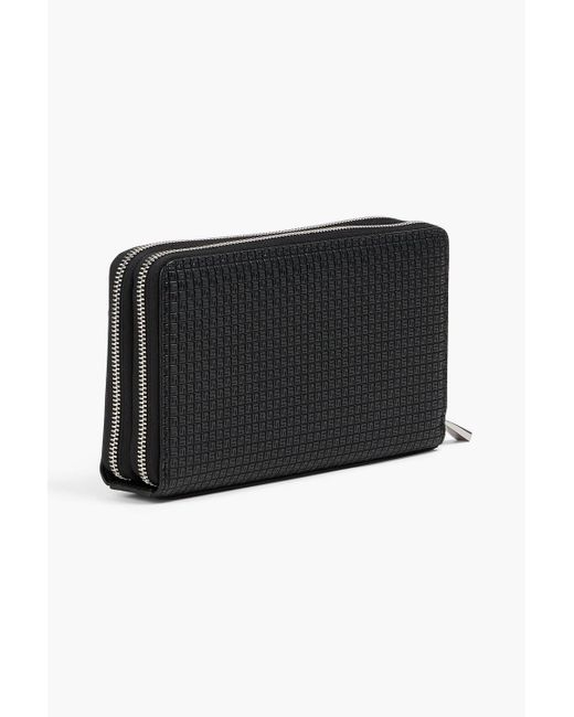Serapian Black Embossed Coated-canvas Travel Wallet for men