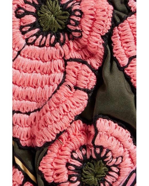 Agua Bendita Pink Embroidered Printed Bikini Top