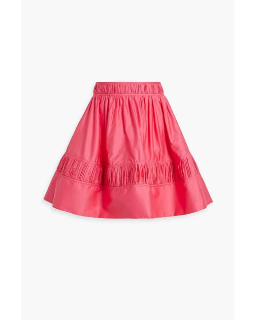 Aje. Red Calder Pintucked Cotton-poplin Mini Skirt