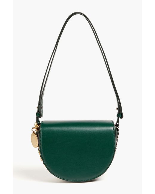 Stella McCartney Green Chain-embellished Faux Leather Shoulder Bag